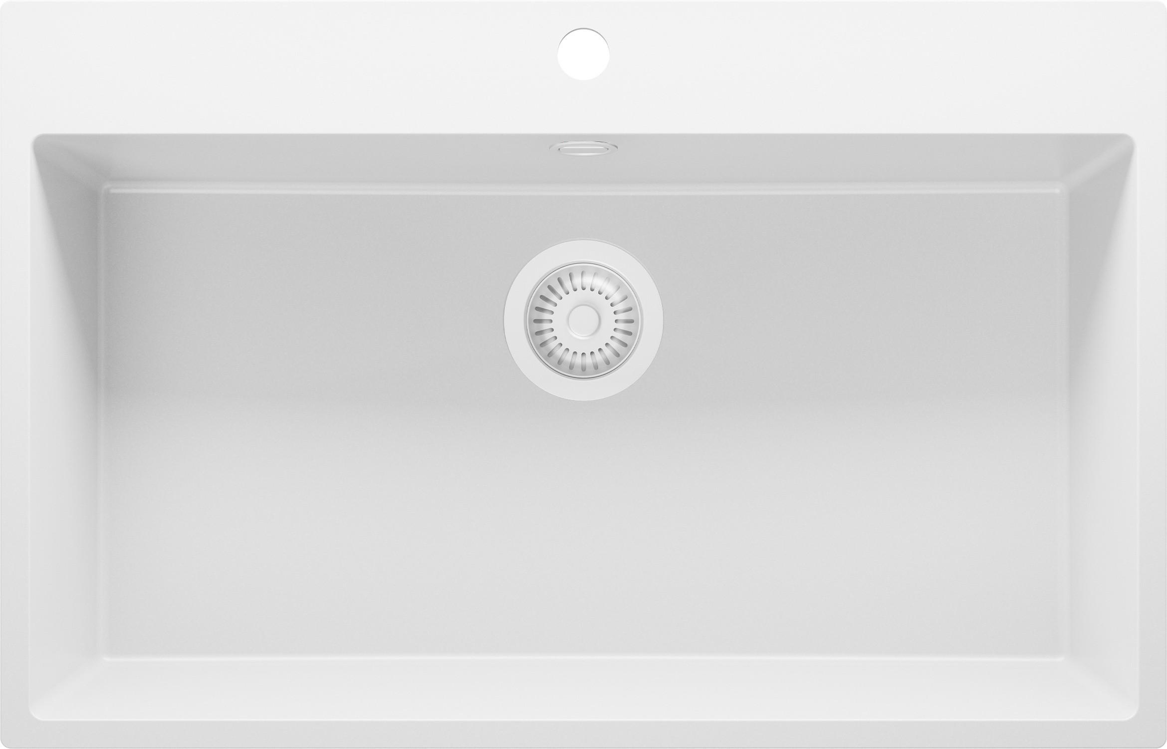 SPÜLBECKEN Riga, 2-er set Alles Weiß 78/50 cm 1 Becken + Ablauf-Set ab 80er Unterschrank - Weiß, Kunststoff (78/20/50cm) - Primagran