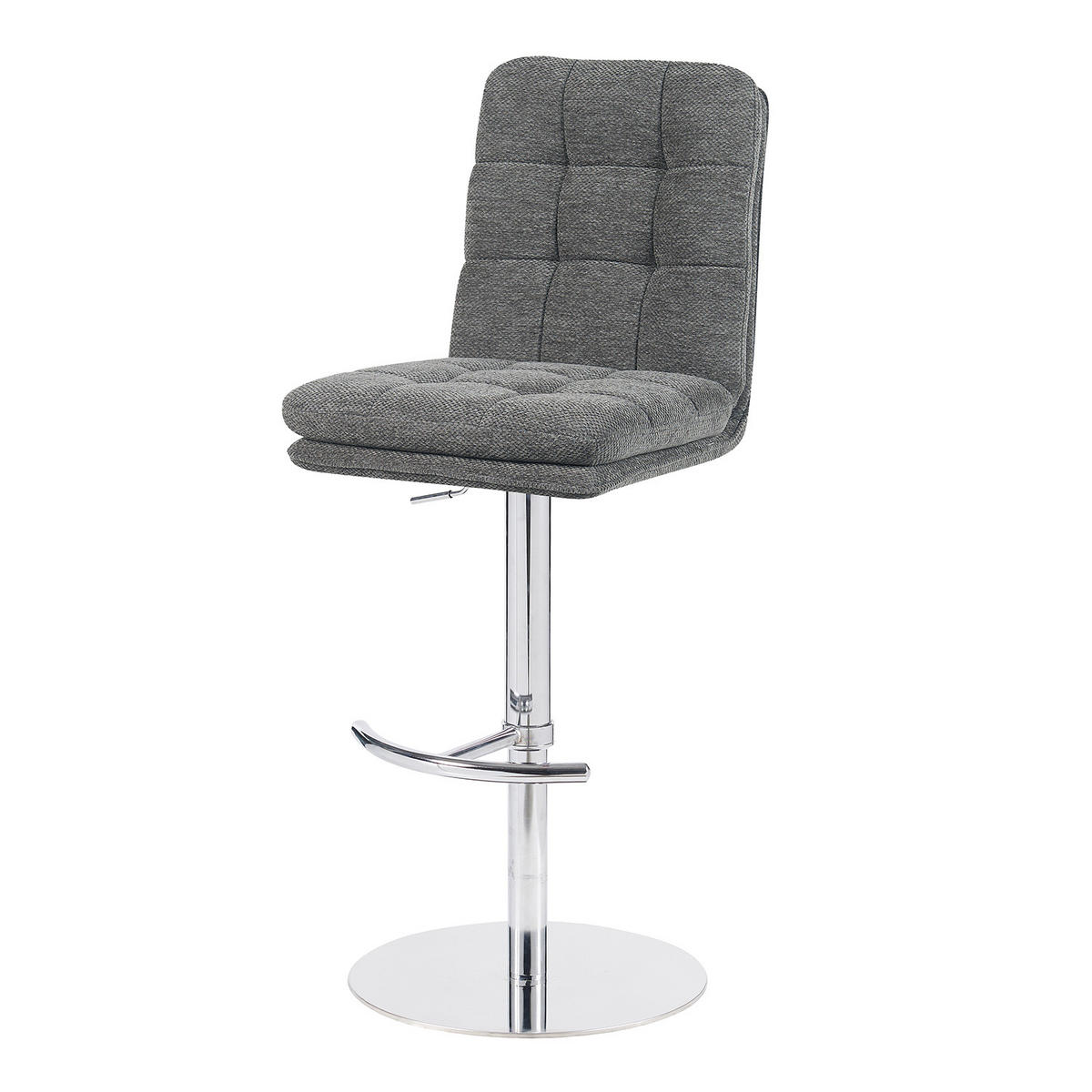 BARHOCKER Juno - Chromfarben/Grau, Textil/Metall (45/98/57cm) - DUBI Möbel
