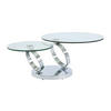 COUCHTISCH mit drehbaren Tischplatten - Sicherheitsglas & Metall - JOLINE - Chromfarben, Glas (131.5/80/42cm) - Vente-Unique
