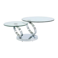 COUCHTISCH mit drehbaren Tischplatten - Sicherheitsglas & Metall - JOLINE - Chromfarben, Glas (131.5/80/42cm) - Vente-Unique