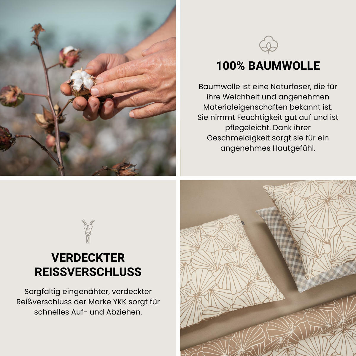 BETTWÄSCHESET Mariel - Renforcé - 2-teilig - 135 x 200 cm - Taupe - Taupe, Textil (135/200cm) - SCHIESSER