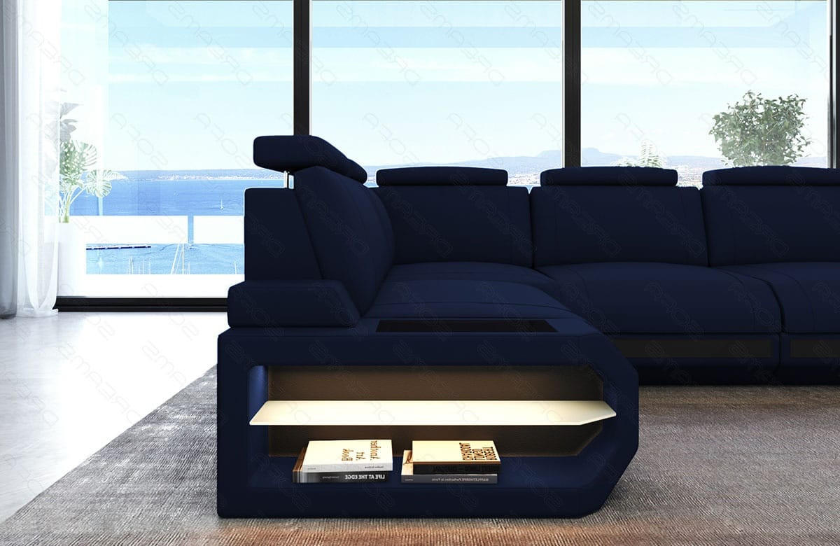 ECKSOFA Siena Dunkelblau Schwarz Mikrofaserstoff - Dunkelblau, Kunststoff (272/272cm)
