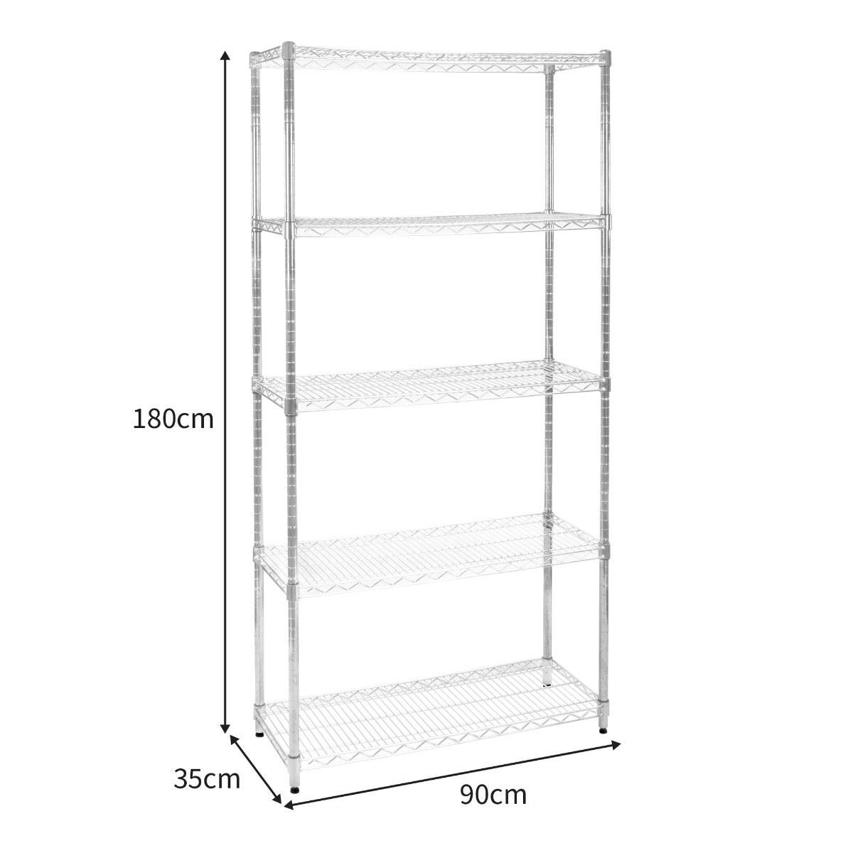 DRAHTREGAL - 35cm x 90cm x 180cm - Silberfarben, Metall (90/180/35cm)