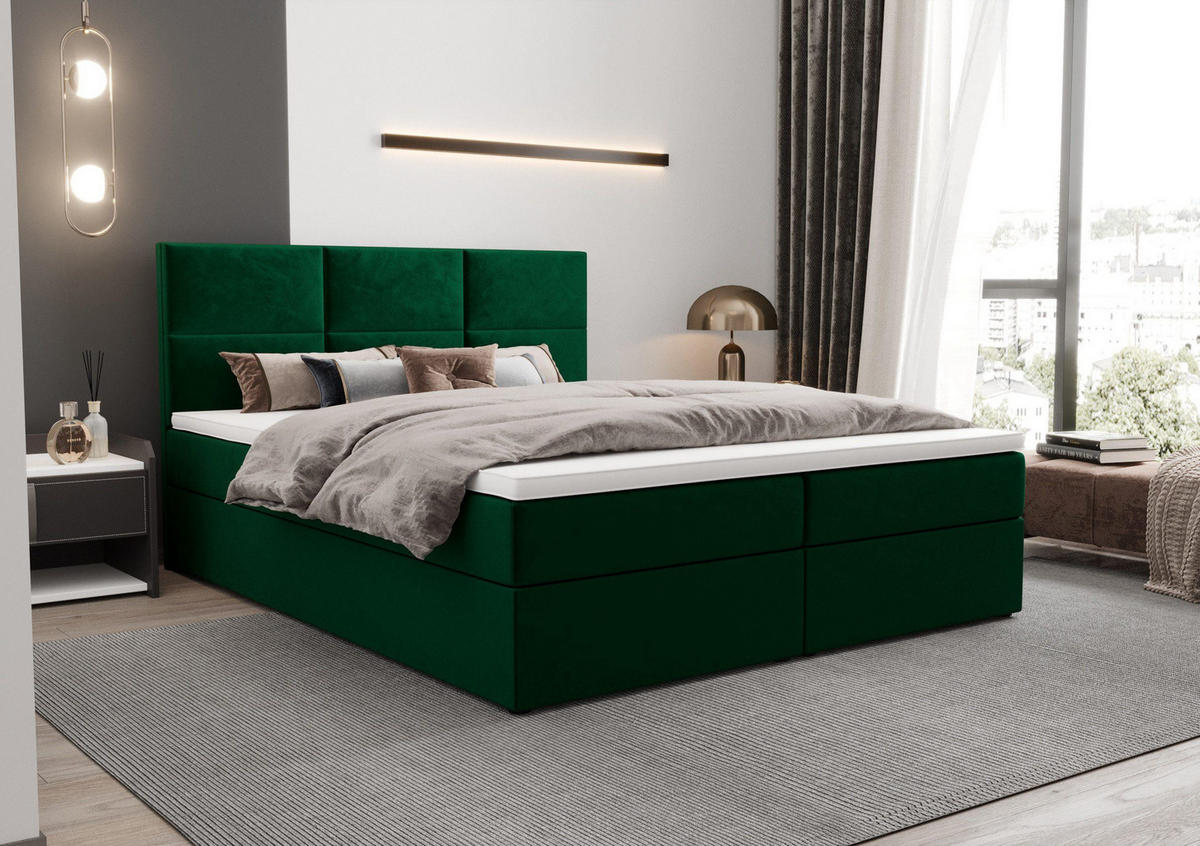 BOXBETT Mallorca Flaschengrün 140x200 cm - Waldgrün, Textil (140/200cm) - B&B Home