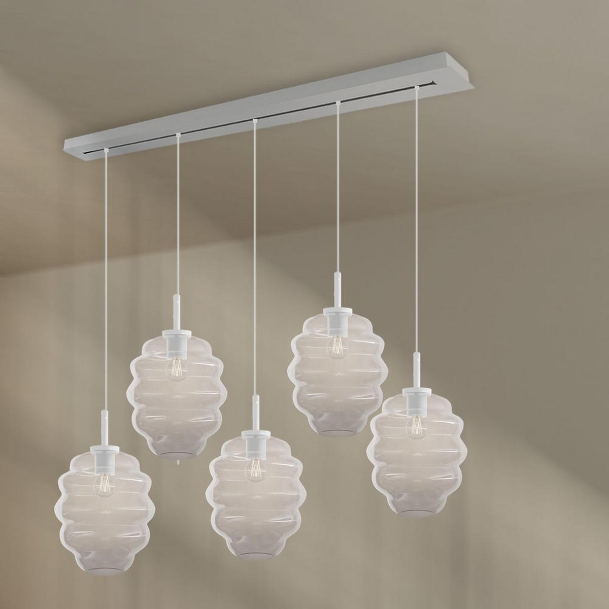 HÄNGELEUCHTE Echos 5-flammig Rauch Ø 25cm - Anthrazit/Schwarz, Glas (25/25/28cm) - s.luce