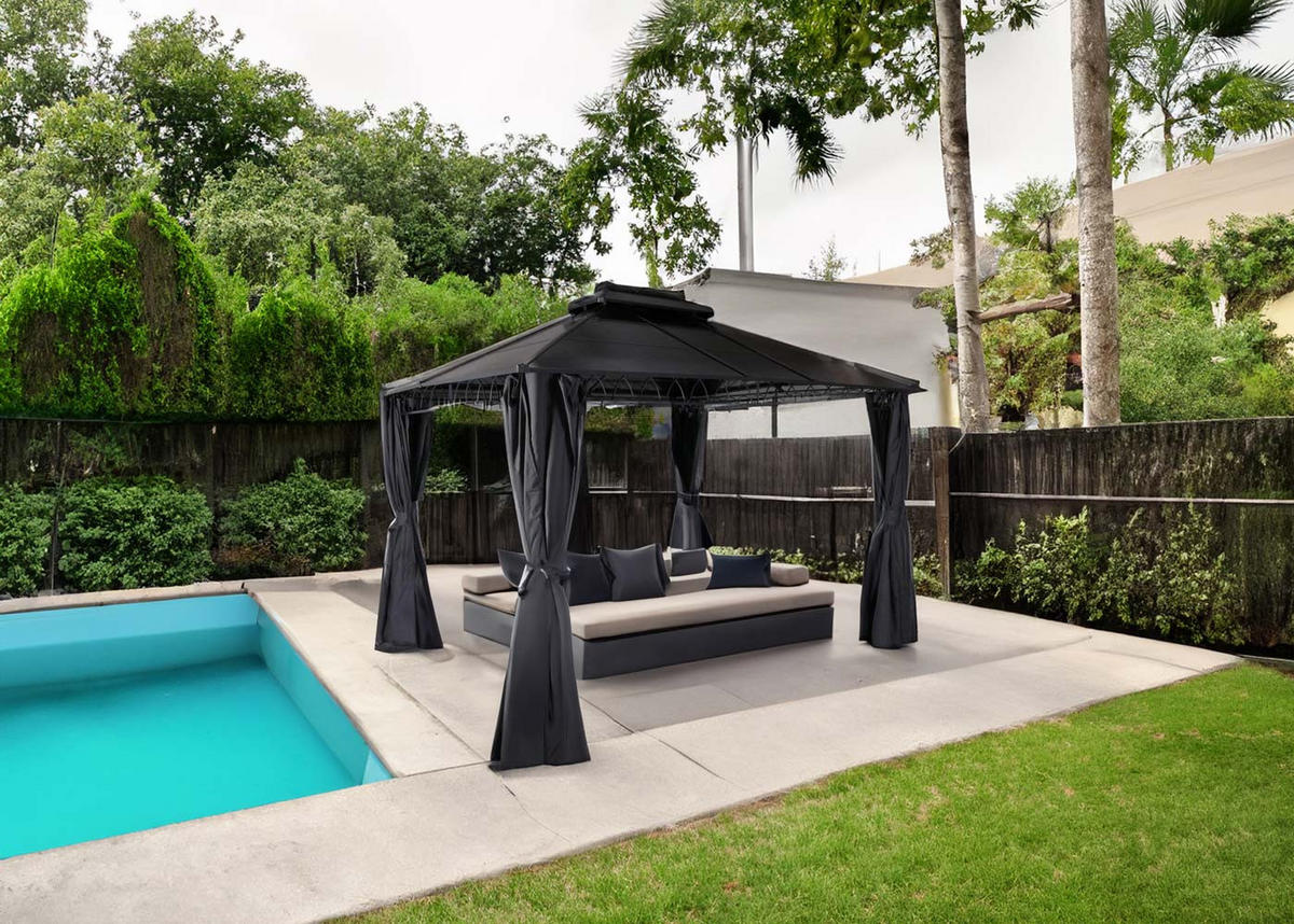 HARDTOP PERGOLA Grau - Grau, Textil (360/290/300cm) - MCW