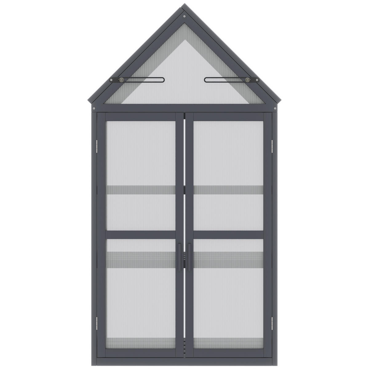FRÜHBEET mit 3 Ebenen, wetterfest, mit Doppeltüren, Polycarbonat, Natur - Grau, Kunststoff (42/132/70.5cm) - Outsunny