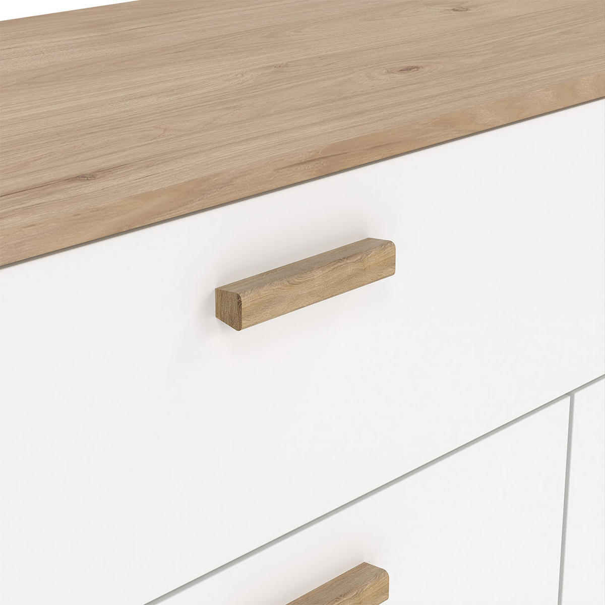 ANRICHTE mit 4 Türen, 1 Schublade Eiche Dekor und weiß storm 195,7/39,1/73 cm - Weiß, Holzwerkstoff (39.1/73/195.7cm) - Calicosy