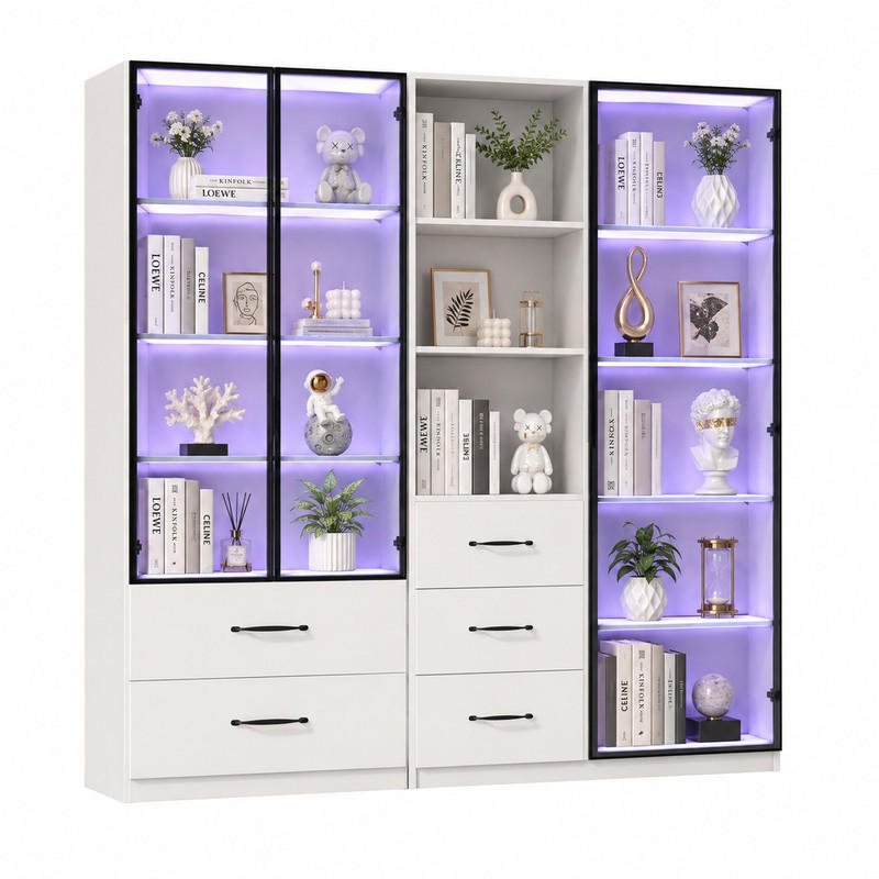 Beauniv Vitrine Weiß 40x160x140 cm