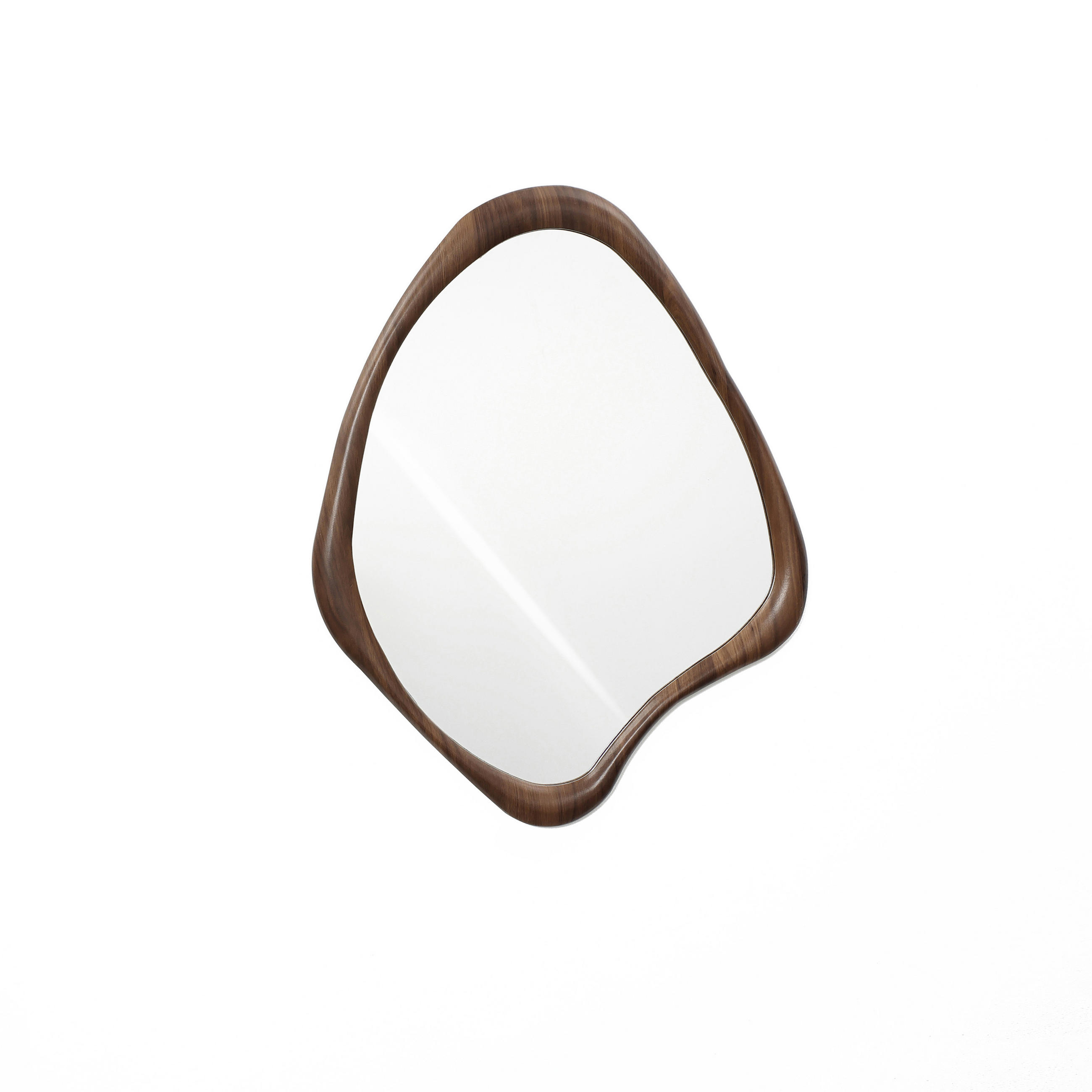 SPIEGEL braun, asymmetrisch, 75 × 60 cm, mit Holzrahmen - Braun, Glas/Holz (59/2.5/75cm) - Hometopia