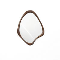 SPIEGEL braun, asymmetrisch, 75 × 60 cm, mit Holzrahmen - Braun, Glas/Holz (59/2.5/75cm) - Hometopia