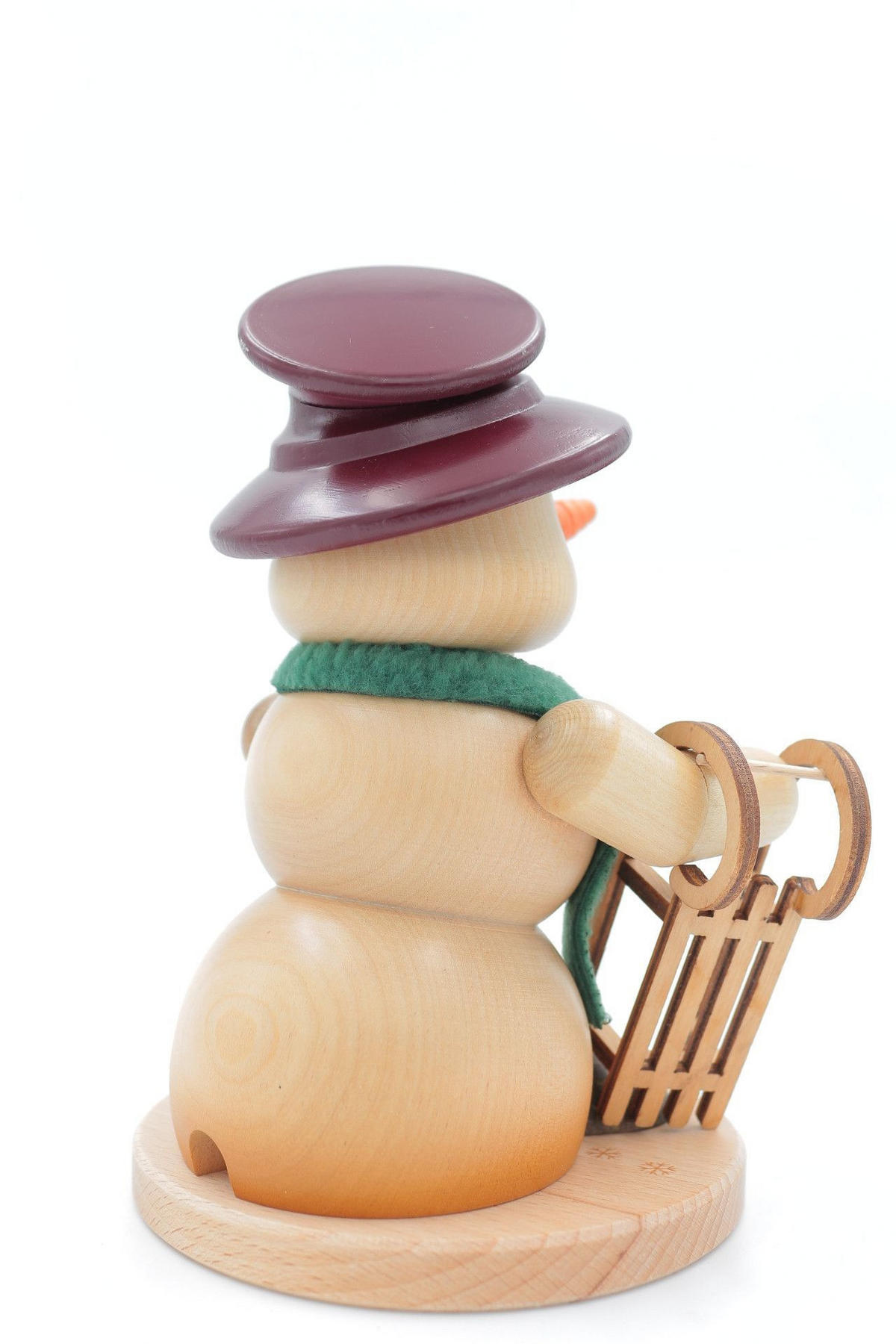 RAUCHFIGUR Schneemann Natur Schlittenfahrer 19 cm - Multicolor, Holz (15/19/0.1cm)