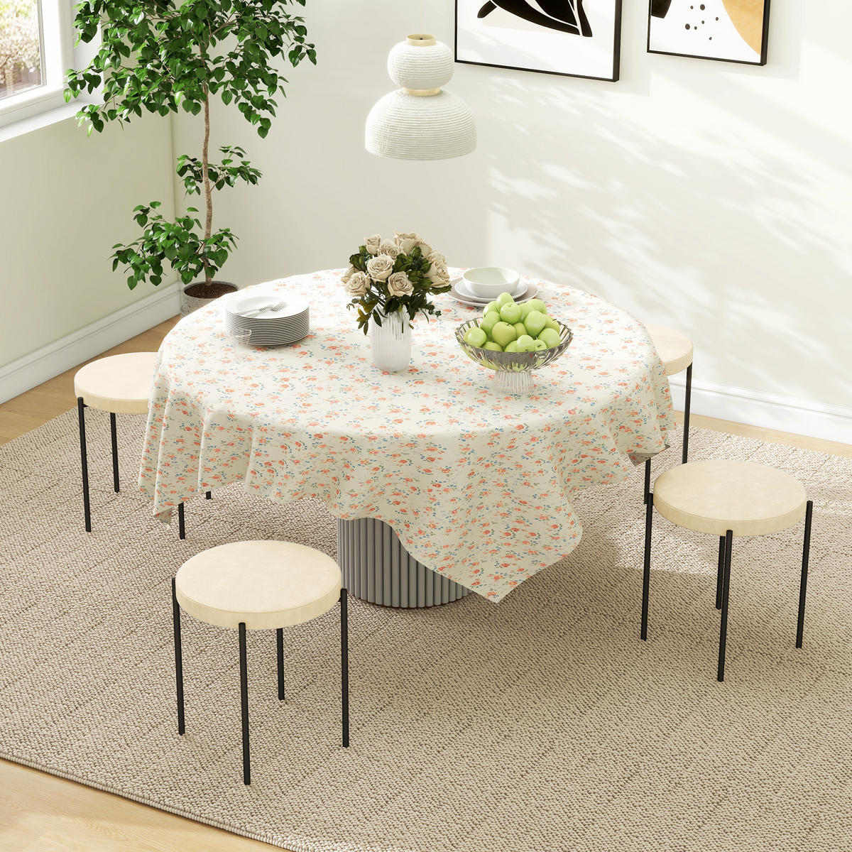 4ER-SET Esszimmerhocker Esszimmerstühle Küchenstuhl modern Polyester Metall Weiß - Weiß, Kunststoff (41.5/46/41.5cm) - HOMCOM