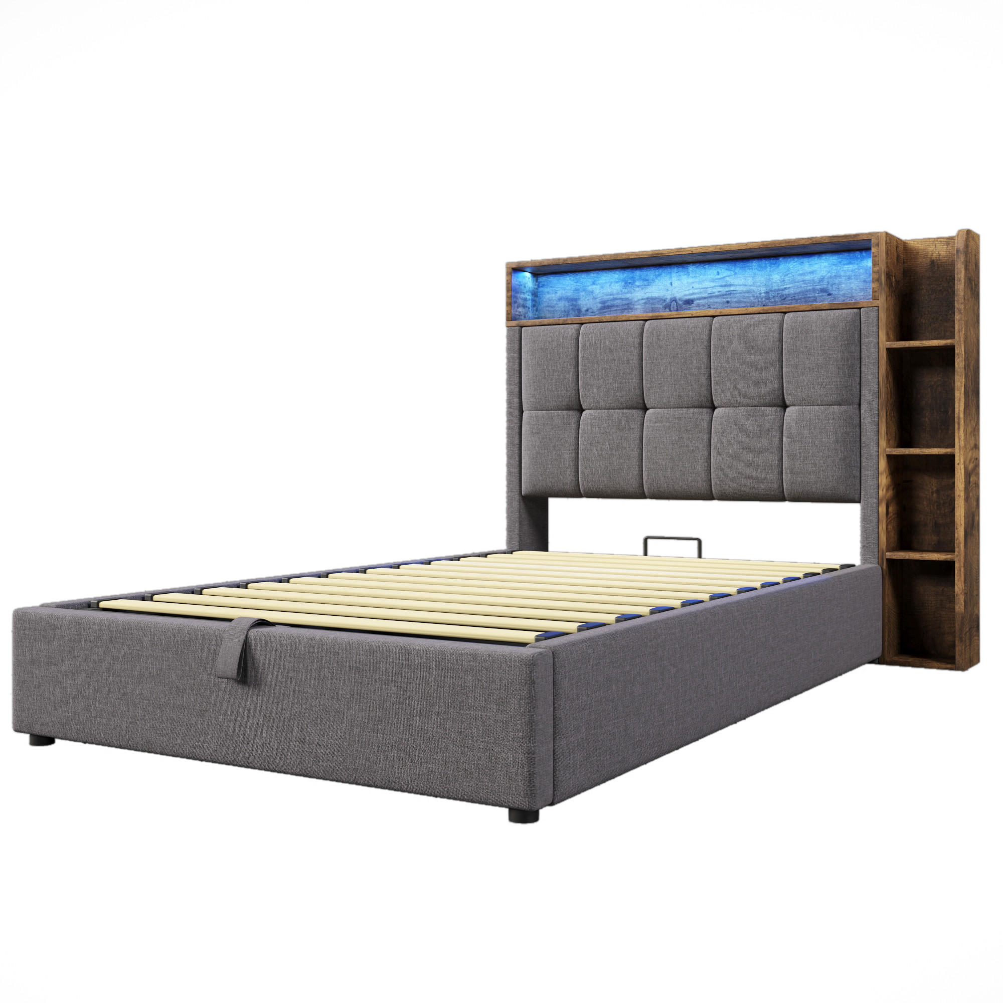 POLSTERBETT mit LED und USB Grau 90x200 cm Textil - Grau, Textil (90/200cm) - SONNENH