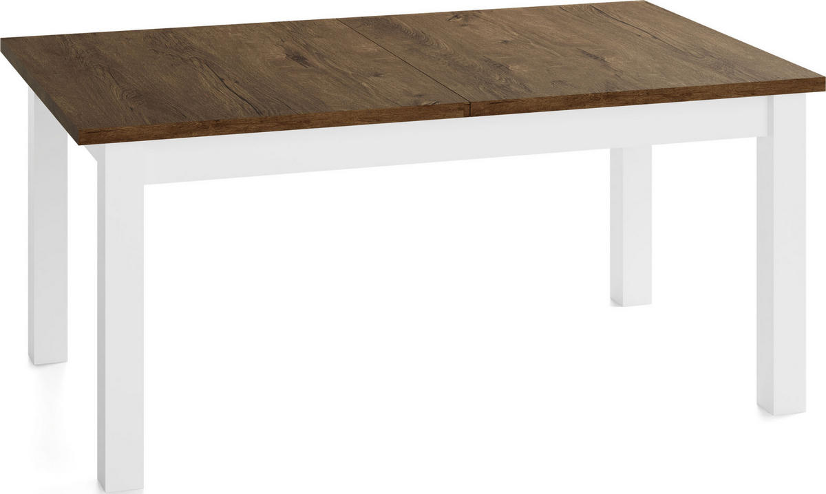 ESSTISCH Lindberg Weiß ausziehbar verlängerbar rechteckig, Eiche Braun Rustikal 150-190/90/77 cm - Alteiche/Weiß, Holz/Holzwerkstoff (150/80/77cm) - WFL GROUP