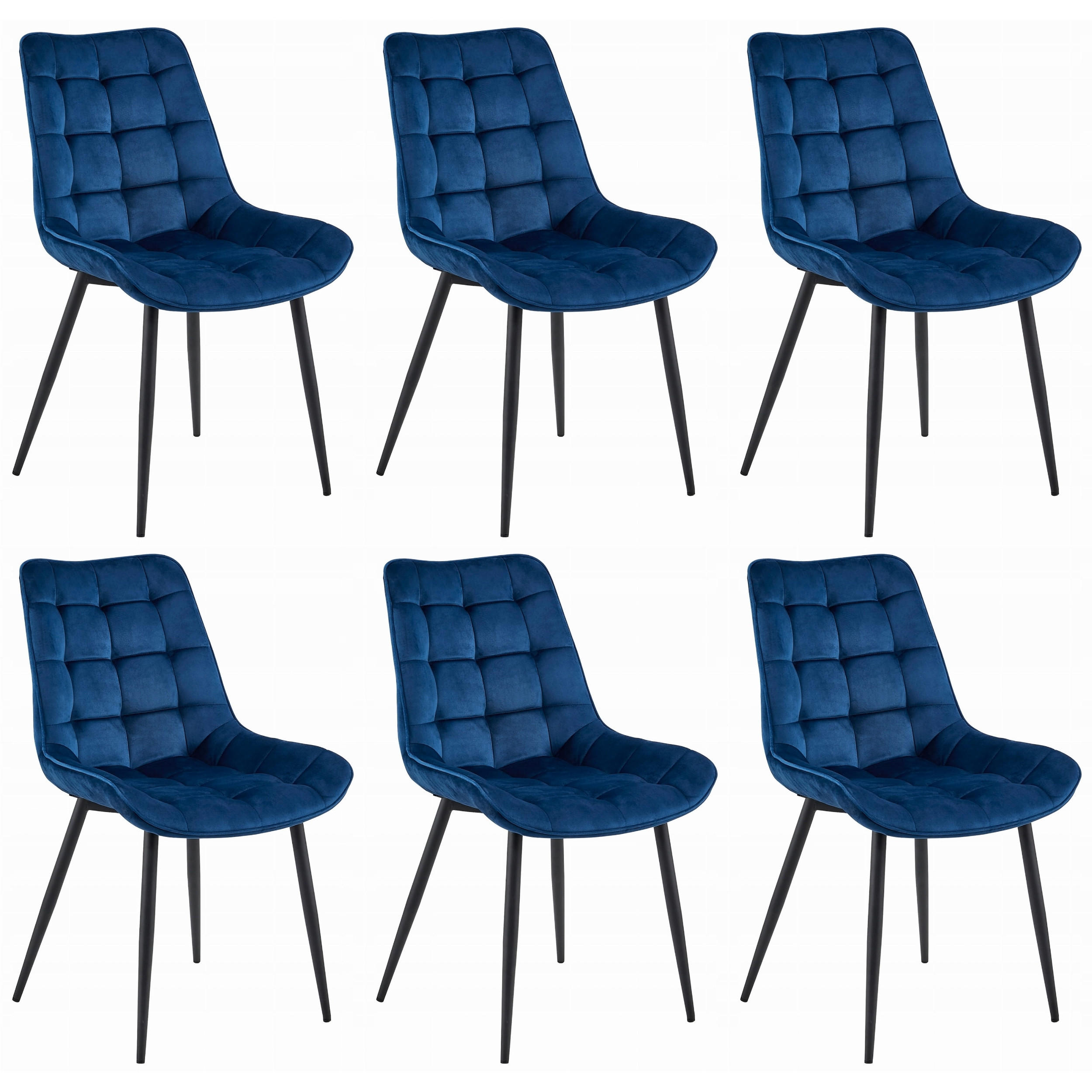 STUHL BARDI 6-er Set, Blau, Schwarz, mit Samtstoff gepolstert - Rosa, Textil/Metall (45/87/51cm) - Komodee