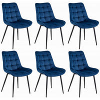 STUHL BARDI 6-er Set, Blau, Schwarz, mit Samtstoff gepolstert - Rosa, Textil/Metall (45/87/51cm) - Komodee