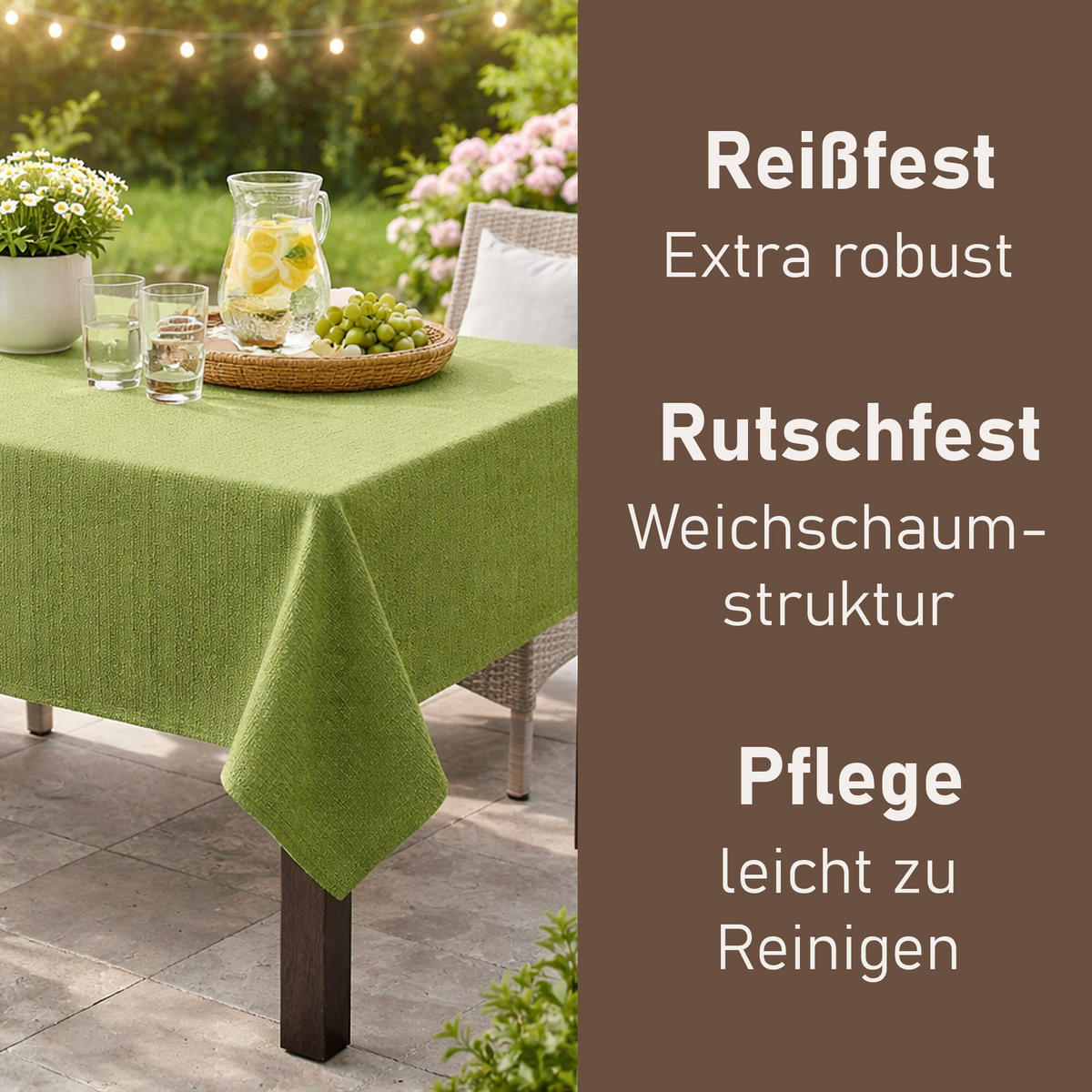 TISCHDECKE Garten Weichschaum 130x160cm - Hellgrün - Hellgrün, Kunststoff (160/130cm) - Bestlivings