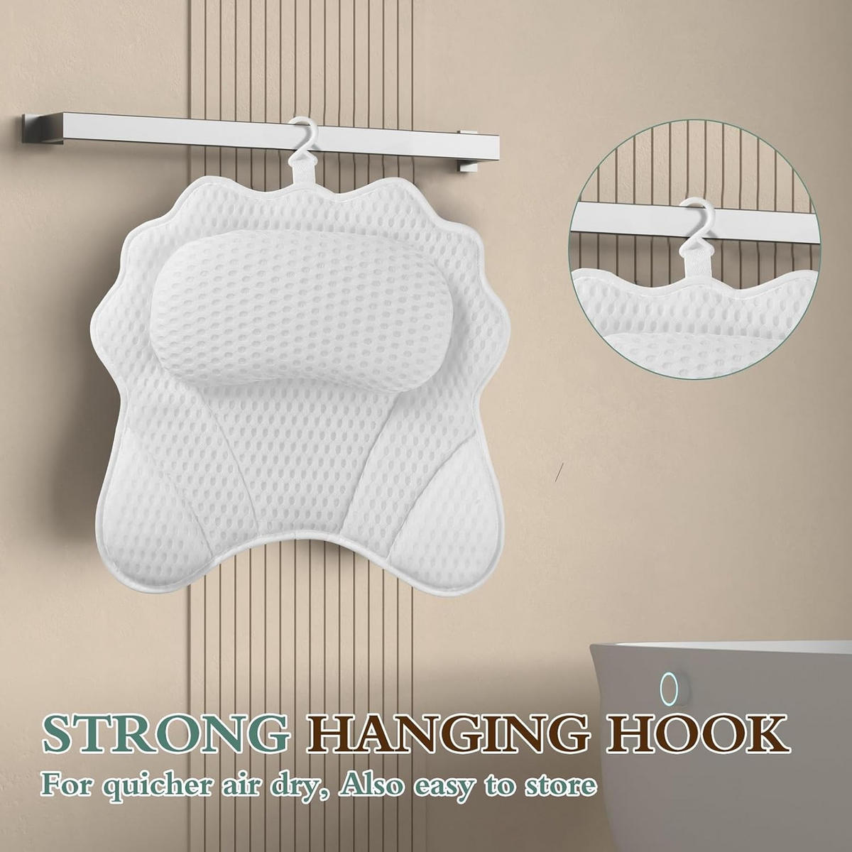 BADEKISSEN – 42 x 44 x 7 cm – Weiß - Weiß, Textil (42/21cm)