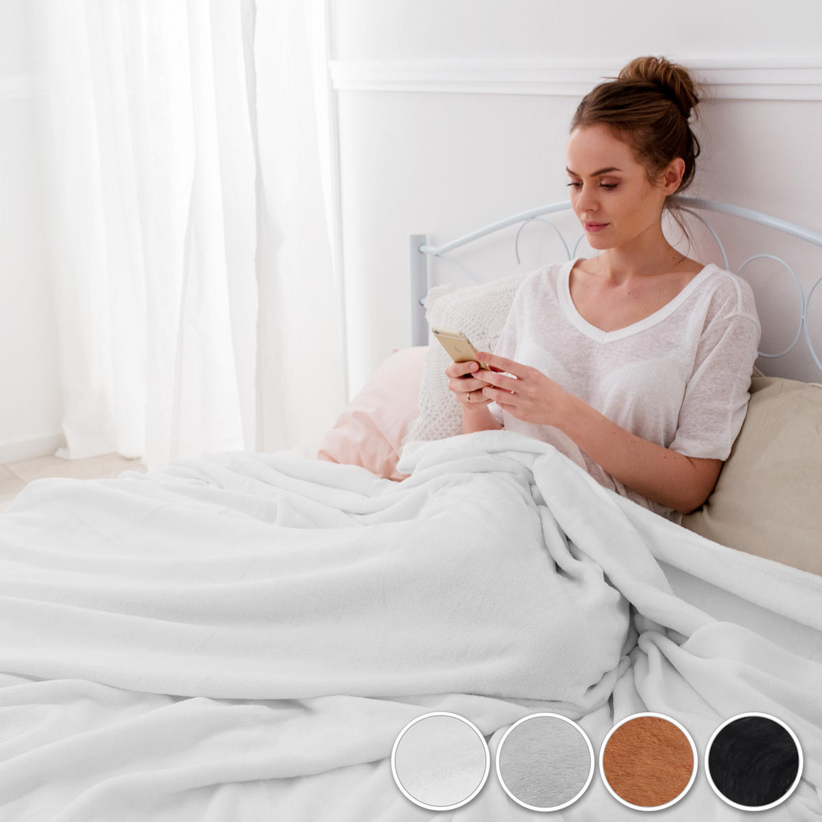 KUSCHELDECKE 2er Set, inklusive Tragetasche, grau - Grau, Textil (240/220cm) - tectake