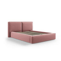 BETT mit Bettkasten und Kopfteil Jodie aus Samt rosa 140x200cm - Pink, Textil (140/200cm) - Micadoni