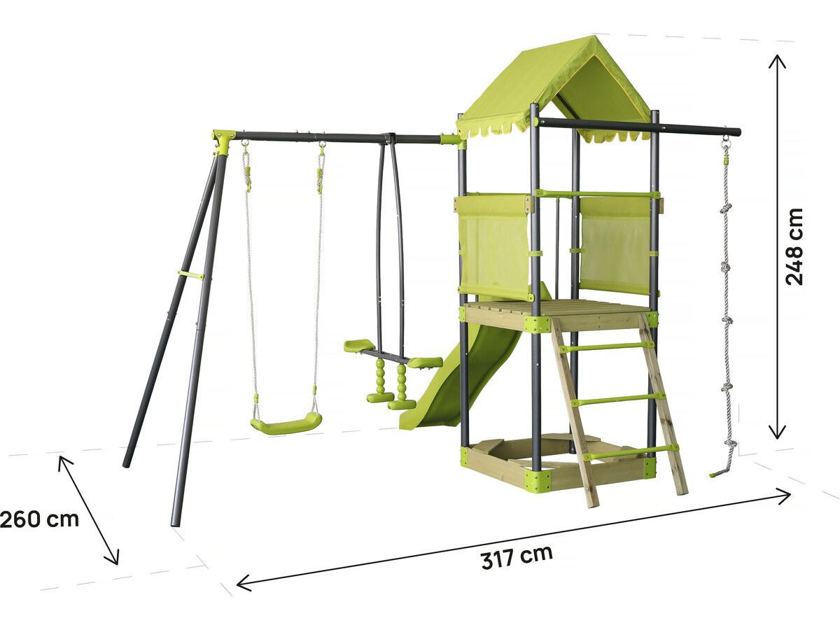 SPIELTURM AUS METALL Sohane Grün - Grün, Metall (317/248/260cm) - Habitat Garten