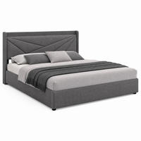 BETT mit Bettkasten und USB/Typ-C 160x200 cm Grau inkl. Matratze - Grau, Metall (160/200cm) - Meubliv