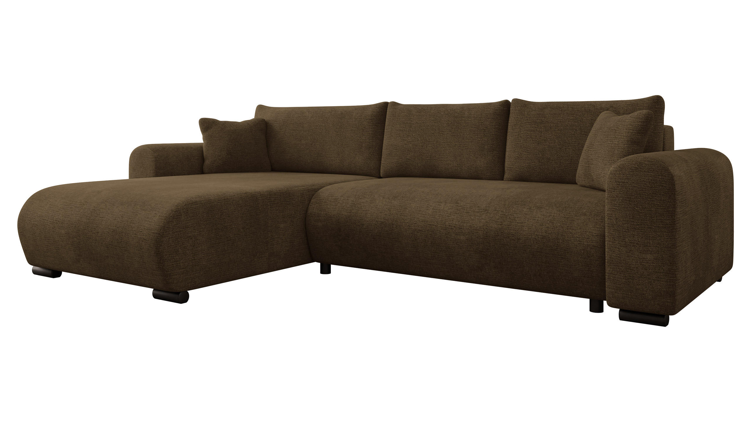 ECKSOFA Merkos - Dunkelbraun/Schwarz, Holz/Textil (285/188cm) - MIRJAN24