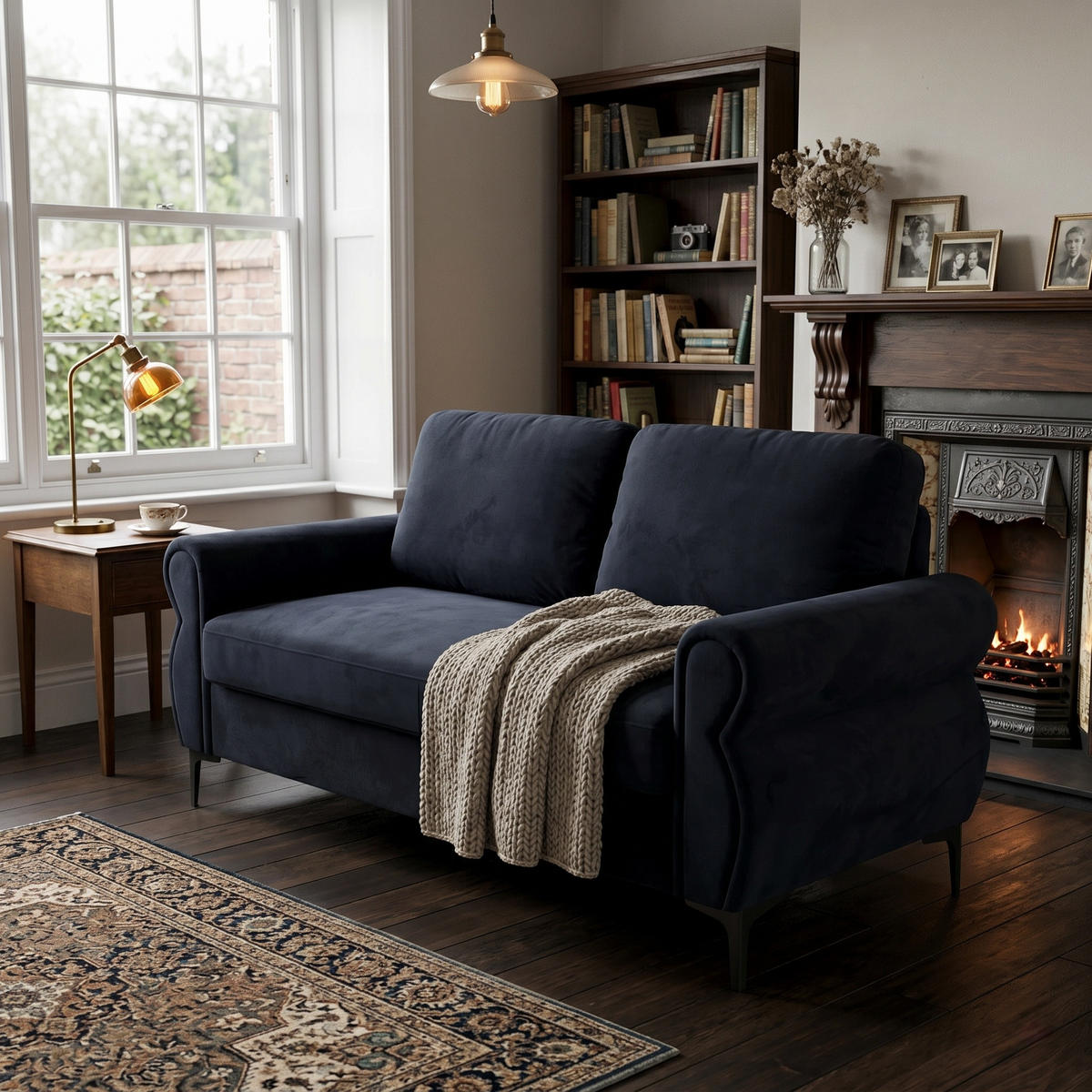 2-SITZER SOFA Polyester Schwarz mit abnehmbaren Bezügen - Schwarz, Holzwerkstoff/Textil (173.5/92/81cm) - WISHDOR