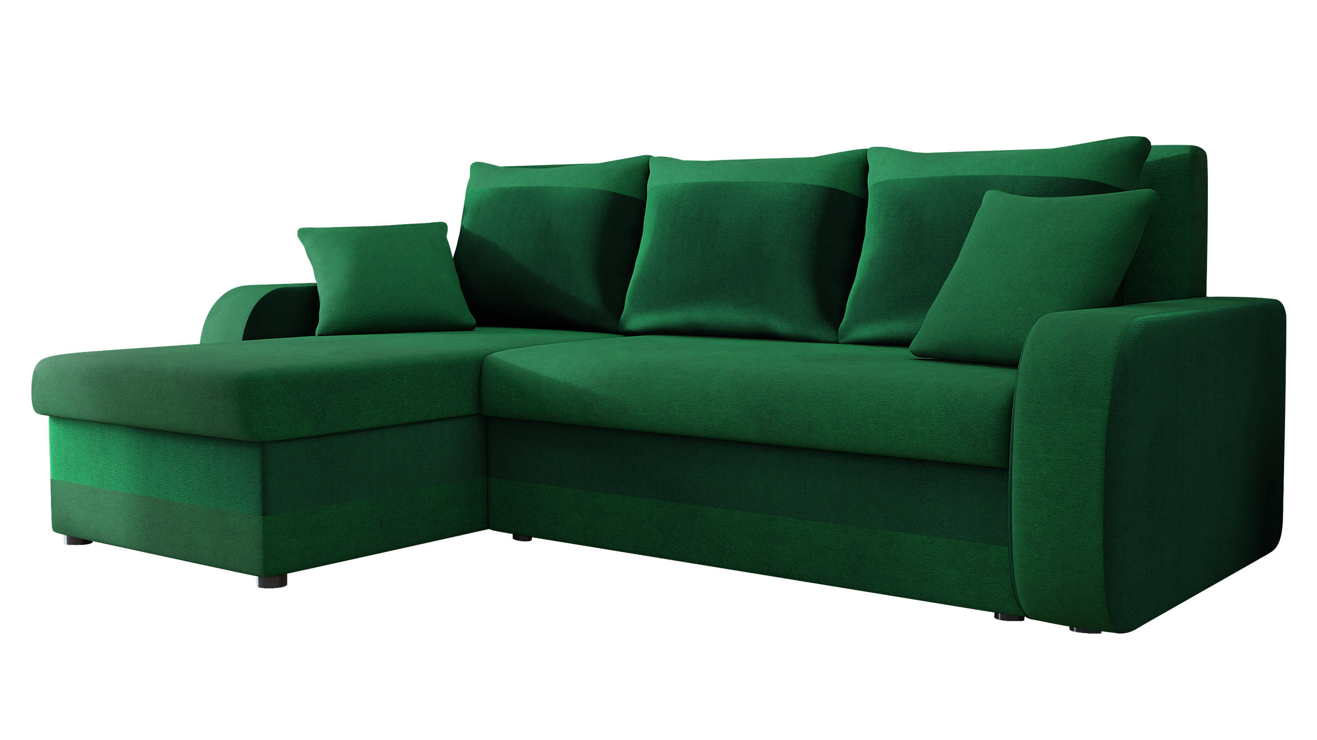 ECKSOFA Kris Lux - Smaragdgrün/Schwarz, Holz/Kunststoff (238/147cm) - MIRJAN24