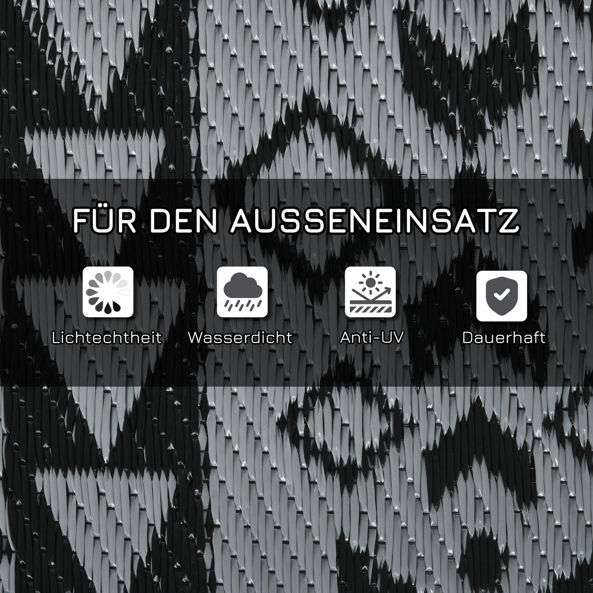 OUTDOORTEPPICH, Kunststoff, Schwarz+Grau - Schwarz/Grau, Kunststoff (274/182cm) - Outsunny