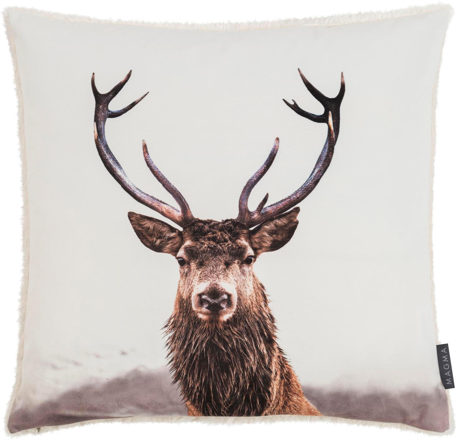 KISSENHÜLLE Into the Wild Hirschkopf - Braun/Weiß, Textil (45/45cm) - Magma Heimtexx