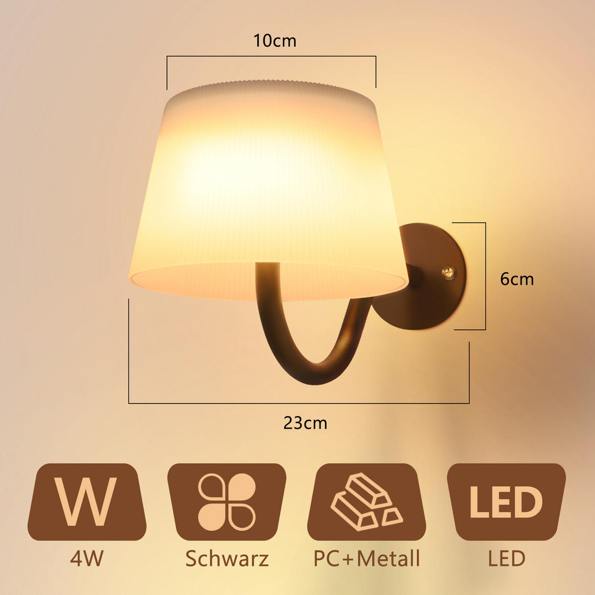 LED-WANDLEUCHTE Radiating 18/13/13 cm - Schwarz, Metall (13/13/18cm) - ZMH