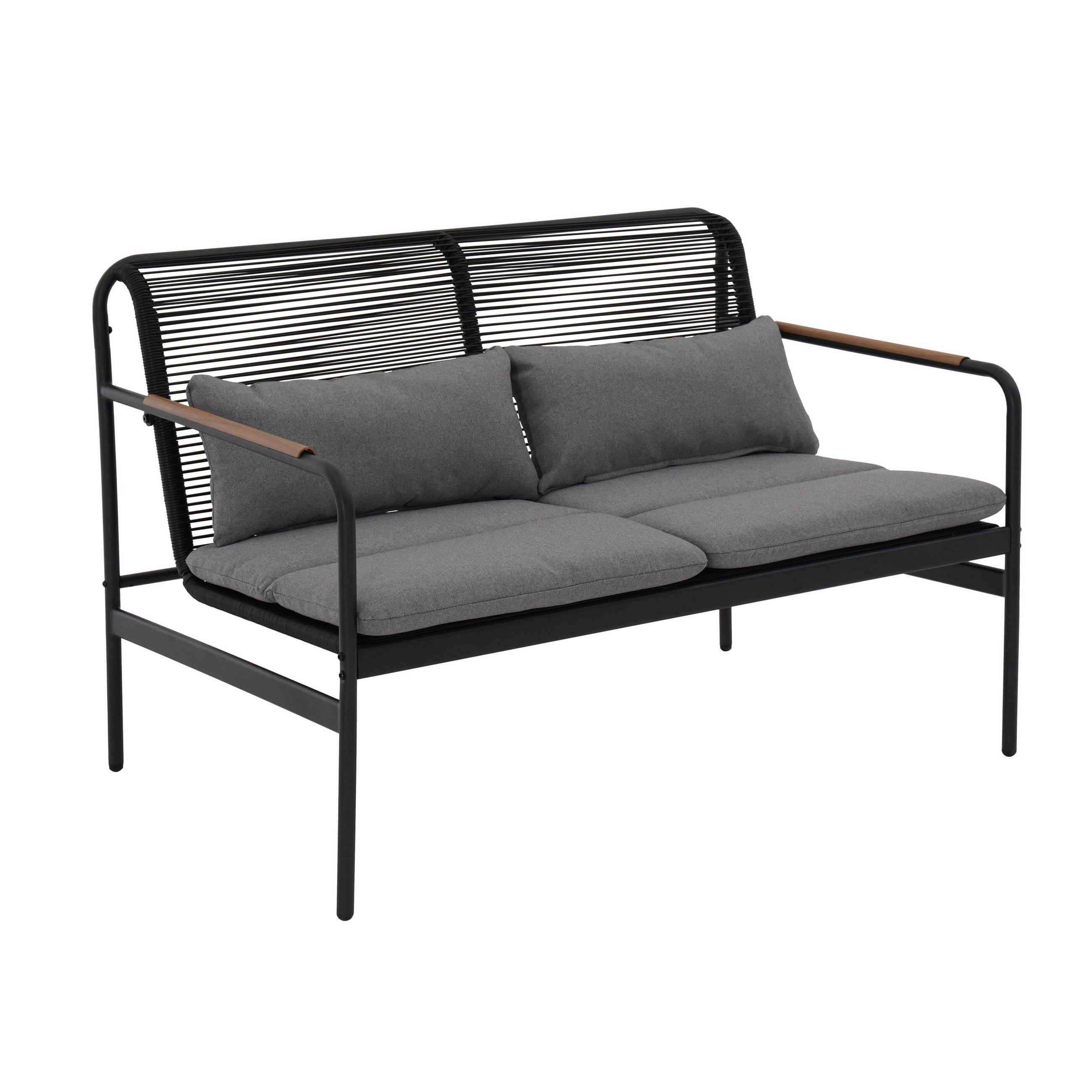 Thumbnail - Oviala Gartenmöbel, Schwarz, Textil, Rechteckig, Loungemöbel, Loungemöbel-Sets