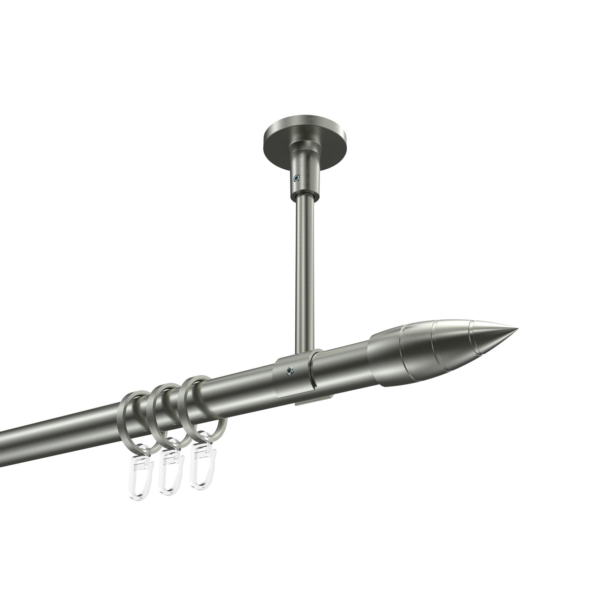 GARDINENSTANGEN-SET Sonette Samanto 520 cm (geteilt in 4 x 130 cm), 1-läufig, 20 mm Ø Edelstahl-Optik - Edelstahlfarben, Metall (520cm) - INTERDECO