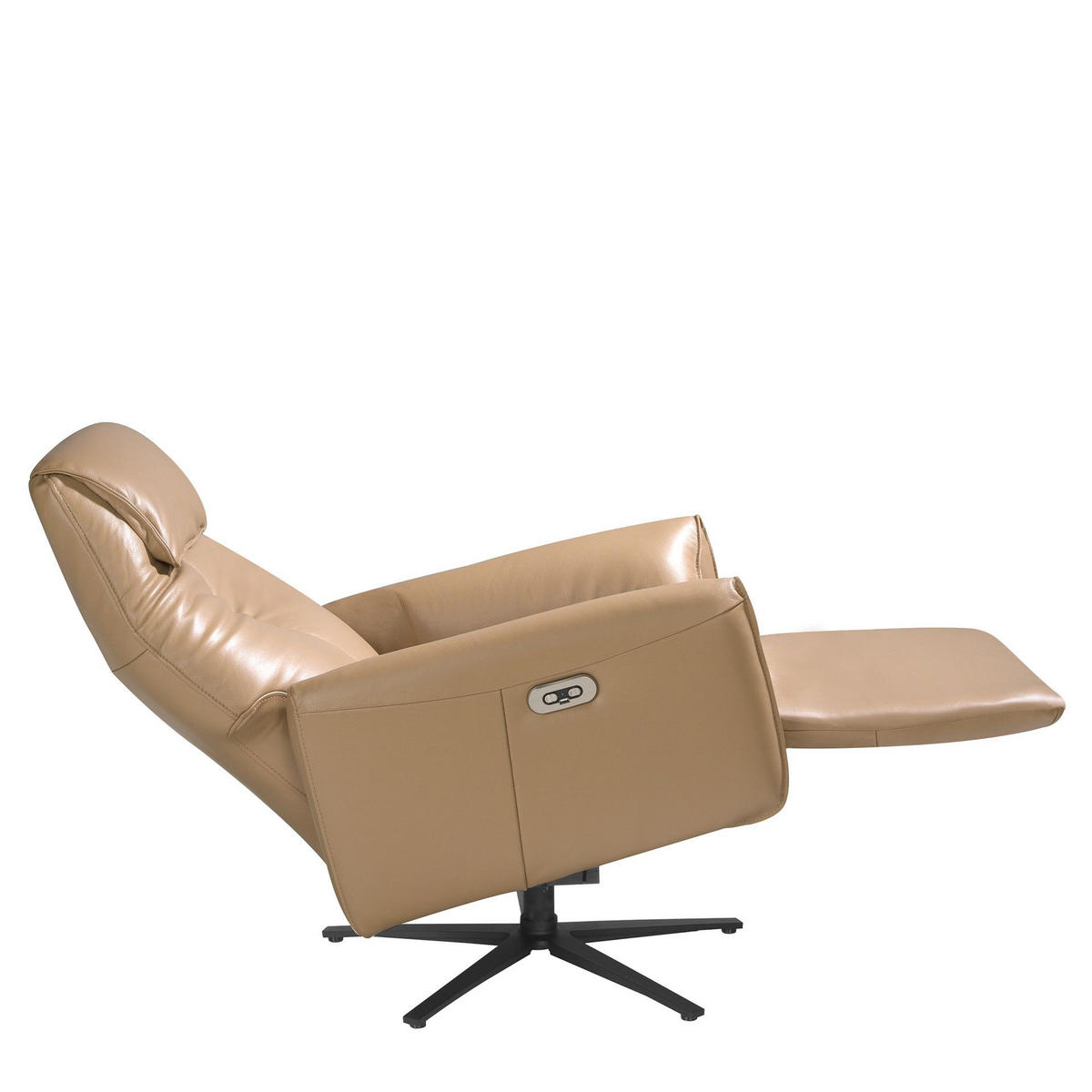 LEDERDREHSESSEL relax arena - Sandfarben/Beige, Leder/Metall (79/108/83cm) - ANGEL CERDA