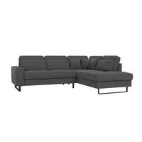 ECKSOFA Zuri Grau Samt - Schwarz/Grau, Holz/Kunststoff (290/231cm) - S-Style Möbel