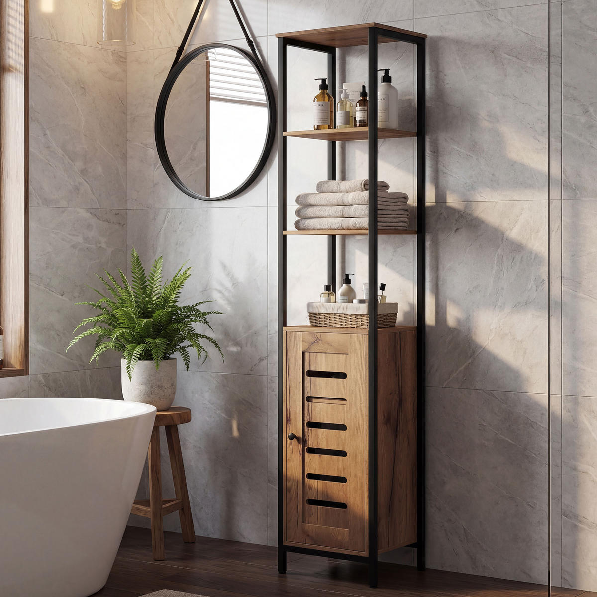 HOCHSCHRANK DE-12383 37/30/167 cm Rostbraun - Braun, Holzwerkstoff (30/167/37cm) - ComfortXL