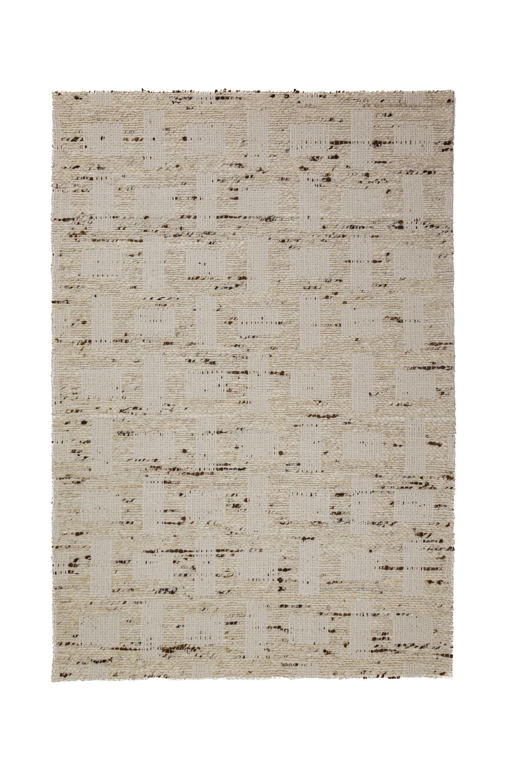 TEPPICH aus Wolle handgewebt ELIN in Natur, geometrisch, 140 x 200 cm - Beige, Textil (140/200cm) - KADIMA DESIGN