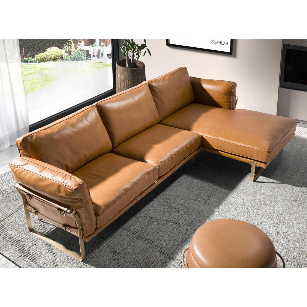 Thumbnail - Angel Cerda Ecksofa, Braun, Gold, Leder, L-Form, 302x166 cm, FSC 100%, Wohnzimmer, Sofas & Couches, Wohnlandschaften, Ec...