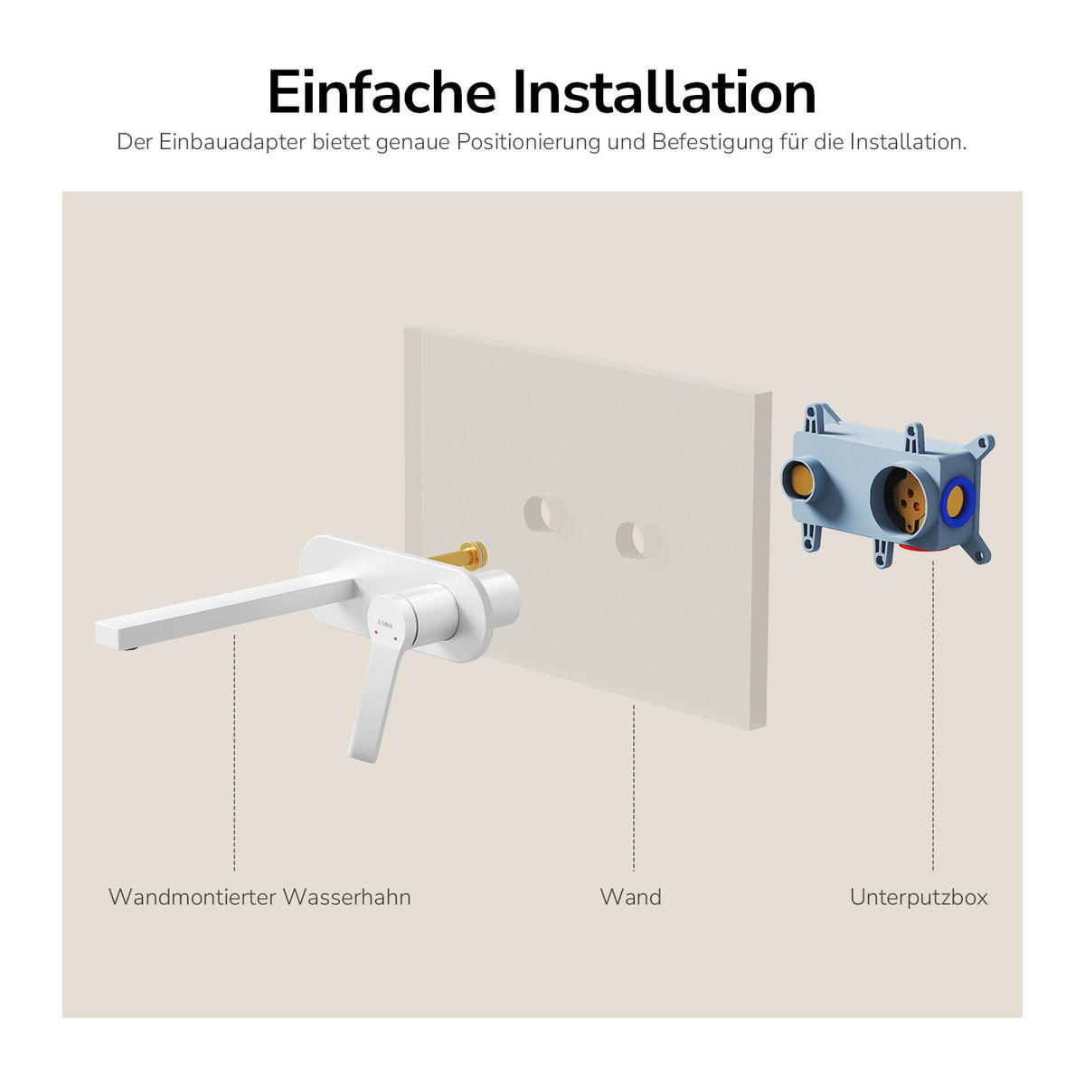 WASCHTISCHARMATUR mit Luftsprudler Messing Weiß - Weiß, Metall (21/7/28.8cm) - EMKE