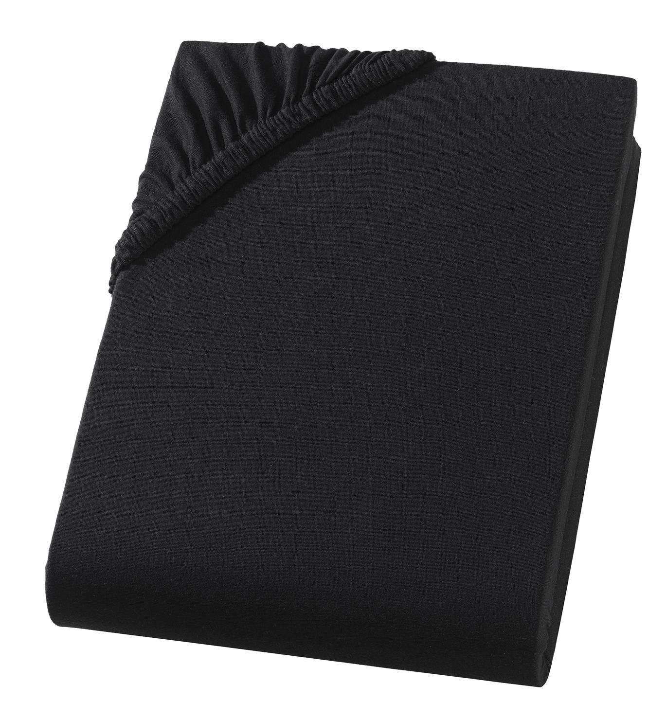 JERSEY-SPANNBETTLAKEN 100x200 cm aus 100% Baumwolle, Bettlaken Schwarz Uni - Schwarz, Textil (100/200cm) - Carpe Sonno
