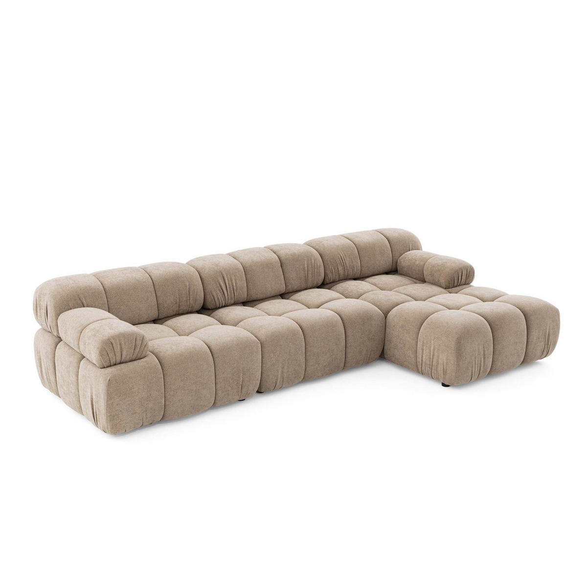 MODULARES Ecksofa MOMENTUM L, Rechts, Breite 282 cm, strukturierter Stoff, Beige - Chromfarben/Beige, Holz/Textil (155/282cm) - Muffo