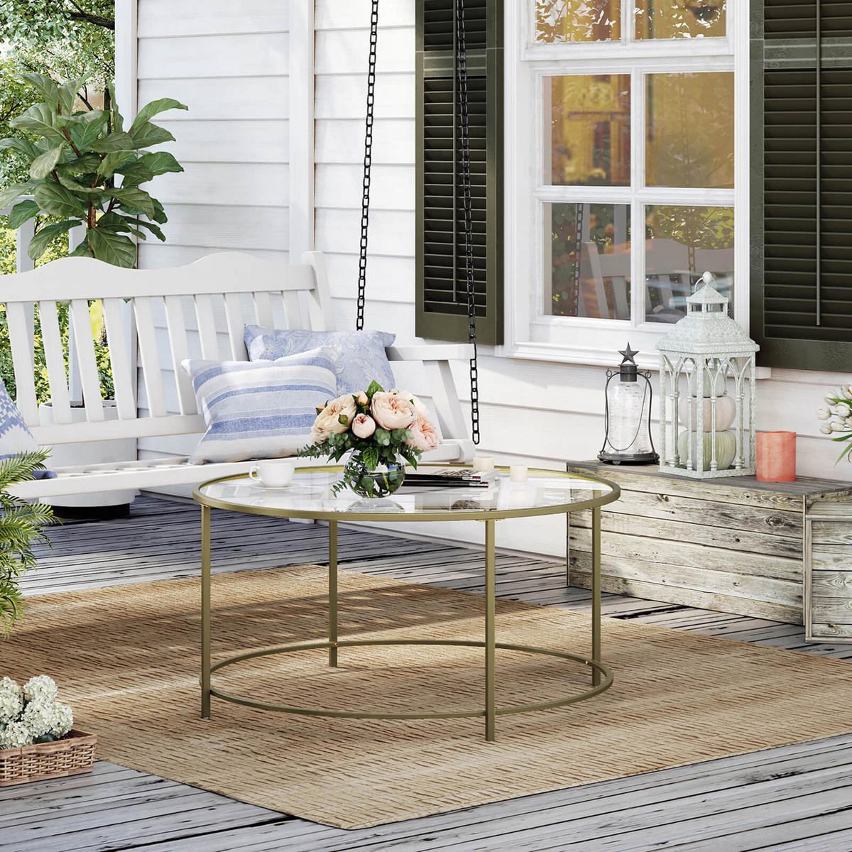 COUCHTISCH - Goldfarben, Metall (84/84/46cm) - Hansiro
