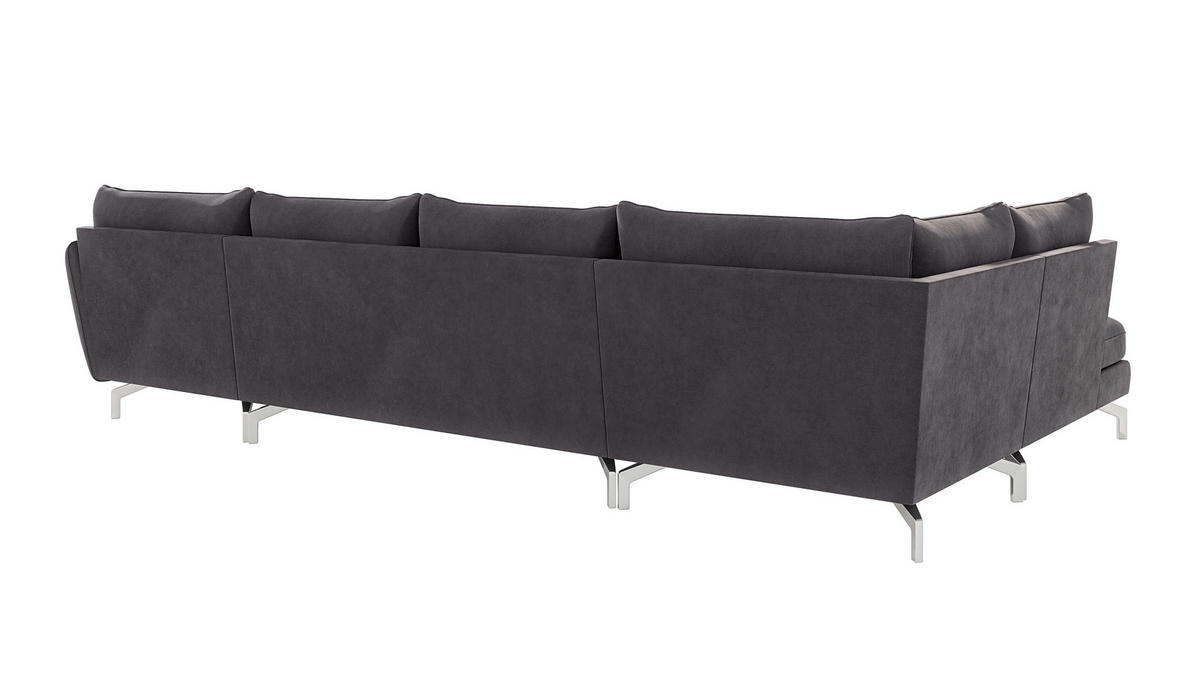 WOHNLANDSCHAFT Elou Graphit Luxusmicrofaser - Chromfarben/Graphitfarben, Textil/Metall (336/87/200cm) - S-Style Möbel