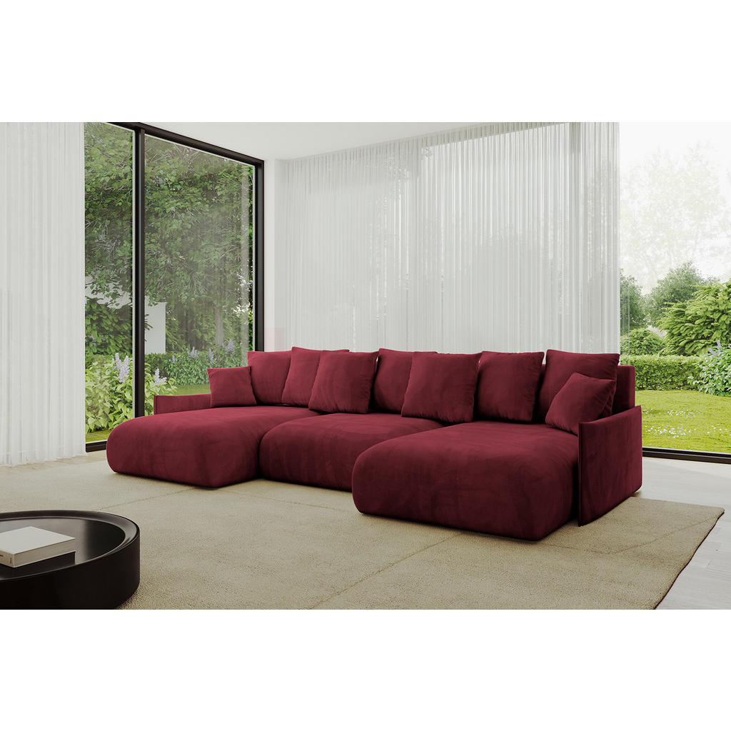 Thumbnail - Altdecor Wohnlandschaft, Bordeaux, Textil, 6-Sitzer, U-Form, 317x72x177 cm, Wohnzimmer, Sofas & Couches, Wohnlandschafte...