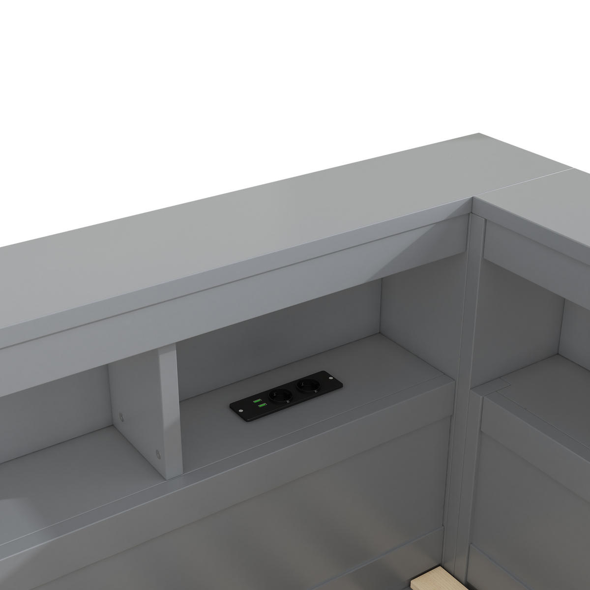 TAGEBETT 140x190cm Grau Spanplatte Bettseite Staufach Steckdose USB - Grau, Holz (140/190cm) - FLIEKS