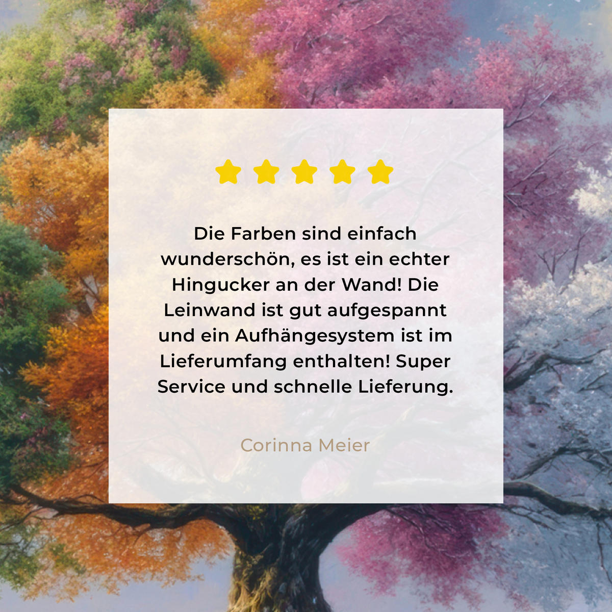 LEINWANDBILD Baum - Jahreszeiten - Winter - Landschaft Deko Groß 90x90 cm - Multicolor, Textil (90/90cm) - MuchoWow