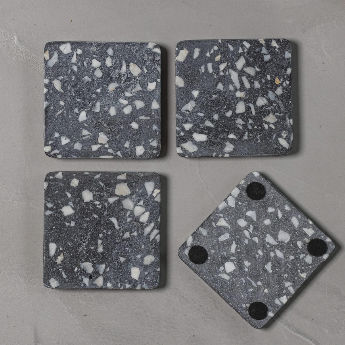 UNTERSETZER Terrazzo - Grau - 10 x 10 cm - 4 Stück - Grau, Naturmaterialien (10/10cm) - Jay Hill