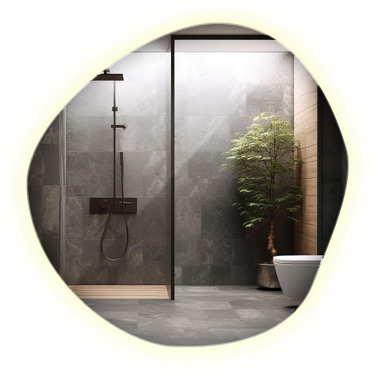 LED-SPIEGEL 76,6 x 77,3 cm Neutralweiß (4000K) - Hellblau, Glas (77/77.3/0.4cm) - ArtPrintCave